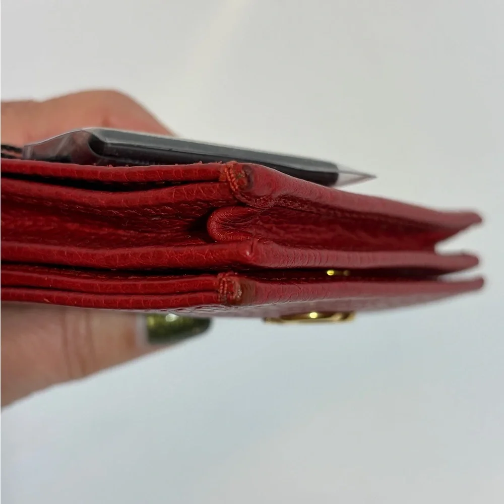 Gucci Red Leather Wallet with Gold Logo